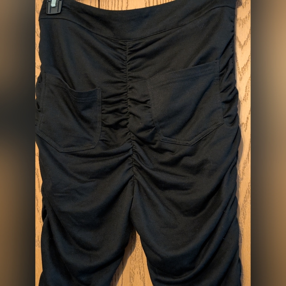 Black Ruched Split Hem Pants - Picture 10 of 11